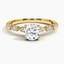 18K Yellow Gold Tacori Sculpted Crescent Pear Diamond Ring, smalltop view