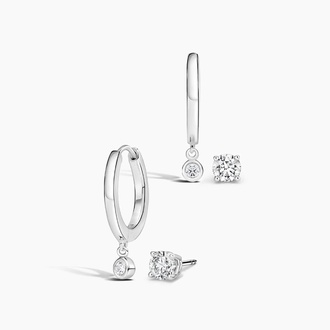 The Stylist Diamond Huggie and Stud Earring Set