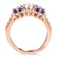 Vintage Inspired Three Stone White and Blue Sapphire Ring, smallside view