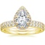 18K Yellow Gold Shared Prong Halo Diamond Ring with Luxe Petite Shared Prong Diamond Ring (3/8 ct. tw.)