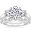 18K White Gold Three Stone Trellis Diamond Ring (1/2 ct. tw.) with Monaco Diamond Ring (3/4 ct. tw.)