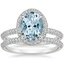 18KW Aquamarine Valencia Halo Diamond Bridal Set, smalltop view