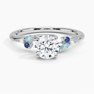 Lab Alexandrite and Aquamarine Accented Engagement Ring