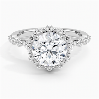 Shared Prong Halo Engagement Ring