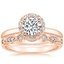 14K Rose Gold Halo Diamond Ring (1/6 ct. tw.) with Tiara Diamond Ring (1/10 ct. tw.)
