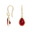 14K Yellow Gold Teardrop Lab Created Ruby Earrings, smalladditional view 1