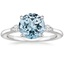 Aquamarine Perfect Fit Three Stone Pear Diamond Ring in 18K White Gold