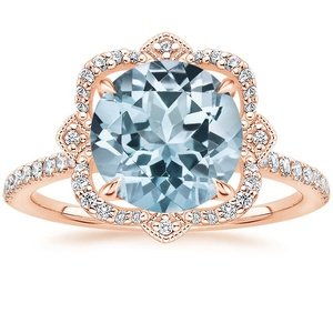 Aquamarine Reina Diamond Ring in 14K Rose Gold