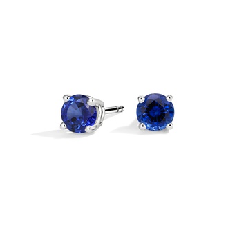 Solitaire Sapphire Stud Earrings in Platinum