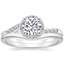 18K White Gold Chamise Halo Diamond Ring (1/5 ct. tw.) with Petite Curved Wedding Ring