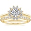 18K Yellow Gold Sunburst Diamond Ring (1/4 ct. tw.) with Petite Shared Prong Diamond Ring (1/4 ct. tw.)