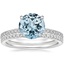 18KW Aquamarine Petite Demi Diamond Ring with Ballad Diamond Ring, smalltop view