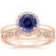 14KR Sapphire Halo Diamond Ring (1/6 ct. tw.) with Tiara Diamond Ring (1/10 ct. tw.), smalltop view
