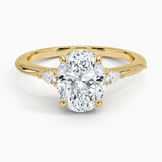 Camellia Three Stone Pear Diamond Ring