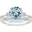 18KW Aquamarine Selene Diamond Ring with Petite Curved Diamond Ring, smalltop view