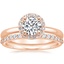 14K Rose Gold Halo Diamond Ring (1/8 ct. tw.) with Petite Shared Prong Diamond Ring (1/4 ct. tw.)