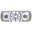 Custom Wide Hammered Semi-Bezel Diamond Ring