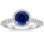 Sapphire Halo Diamond Ring with Side Stones (1/3 ct. tw.) in Platinum