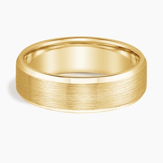 Beveled Edge Matte 6.5mm Wedding Ring in 18K Yellow Gold
