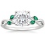 18KW Moissanite Willow Ring With Lab Emerald Accents, smalltop view