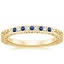 Yellow Gold Delicate Antique Scroll Sapphire and Diamond Ring