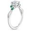 18KW Aquamarine Willow Ring With Lab Emerald Accents, smalltop view