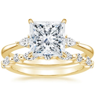 18K Yellow Gold Aria Diamond Ring (1/10 ct. tw.) with Versailles Diamond Ring (3/8 ct. tw.)