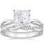 18KW Moissanite Twisted Vine Ring with Petite Twisted Vine Diamond Ring (1/8 ct. tw.), smalltop view