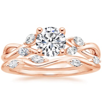 14K Rose Gold Willow Diamond Ring (1/8 ct. tw.) with Winding Willow Diamond Ring (1/8 ct. tw.)