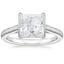 Moissanite Jade Trau Satin Esthética Solitaire Ring in 18K White Gold