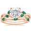 14KR Moissanite Willow Bridal Set With Lab Emerald Accents, smalltop view