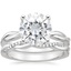 PT Moissanite Twisted Vine Ring with Petite Twisted Vine Diamond Ring (1/8 ct. tw.), smalltop view