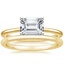 18K Yellow Gold Horizontal Petite Comfort Fit Ring with Petite Comfort Fit Wedding Ring