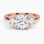 14K Rose Gold Petite Three Stone Trellis Diamond Ring (1/3 ct. tw.), smalltop view