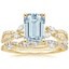 18KY Aquamarine Luxe Willow Diamond Ring (1/4 ct. tw.) with Luxe Winding Willow Diamond Ring (1/4 ct. tw.), smalltop view