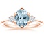 Rose Gold Aquamarine Tallula Three Stone Diamond Ring