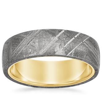 Gold and Meteorite Wedding Ring