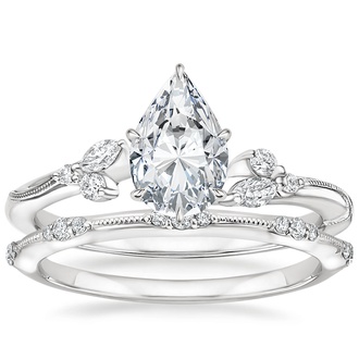 Platinum Camellia Diamond Ring with Alena Diamond Ring
