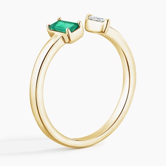 Emerald and Diamond Cuff Ring