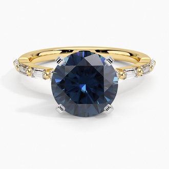 Dominique Blue Moissanite and Diamond Ring
