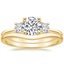 18K Yellow Gold Serena Diamond Ring with Petite Curved Wedding Ring