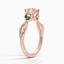 14K Rose Gold Willow Ring With Lab Emerald Accents, smallside view