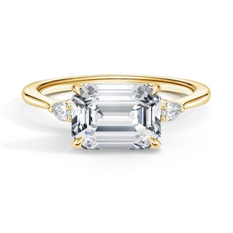 18K Yellow Gold East-West Aria Three Stone Diamond Ring