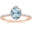 Rose Gold Aquamarine Six Prong Luxe Viviana Diamond Ring (1/3 ct. tw.)