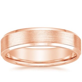 5.5mm Beveled Edge Matte Wedding Ring in 14K Rose Gold