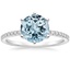 Aquamarine Six-Prong Luxe Ballad Diamond Ring in 18K White Gold