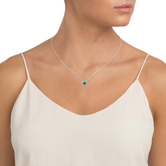 Lace Pattern Lab Emerald and Diamond Pendant