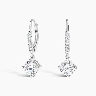 Compass Point Diamond Drop Earrings in 18K White Gold