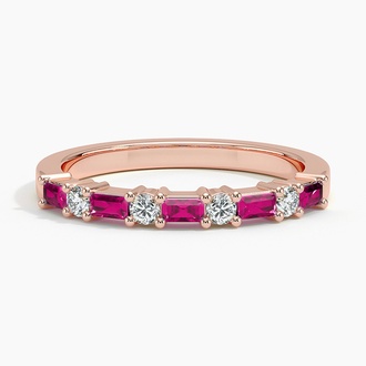 Baguette Lab Ruby and Diamond Ring