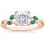 14KR Moissanite Willow Ring With Lab Emerald Accents, smalltop view